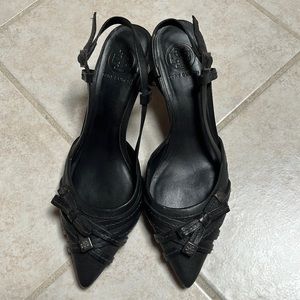 Tori Burch kitten heel sling back shoes